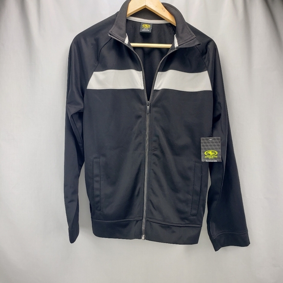 Boys Athletic Jacket Black Gray Full Zip Up Size XXL 18 NWT - Picture 1 of 3